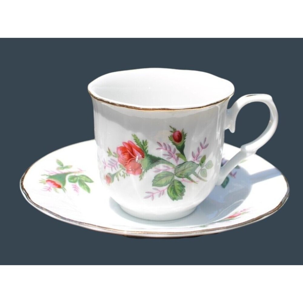 Vintage Lynn's Fine China Tea Cup & Saucer Set With Delicate Floral Design